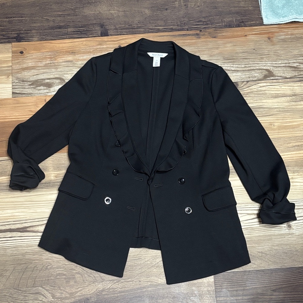White House Black Market Black Ruffled Blazer